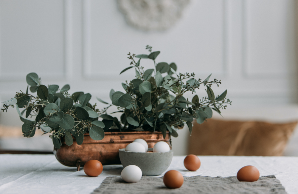 Easter Brunch Table with Eggs