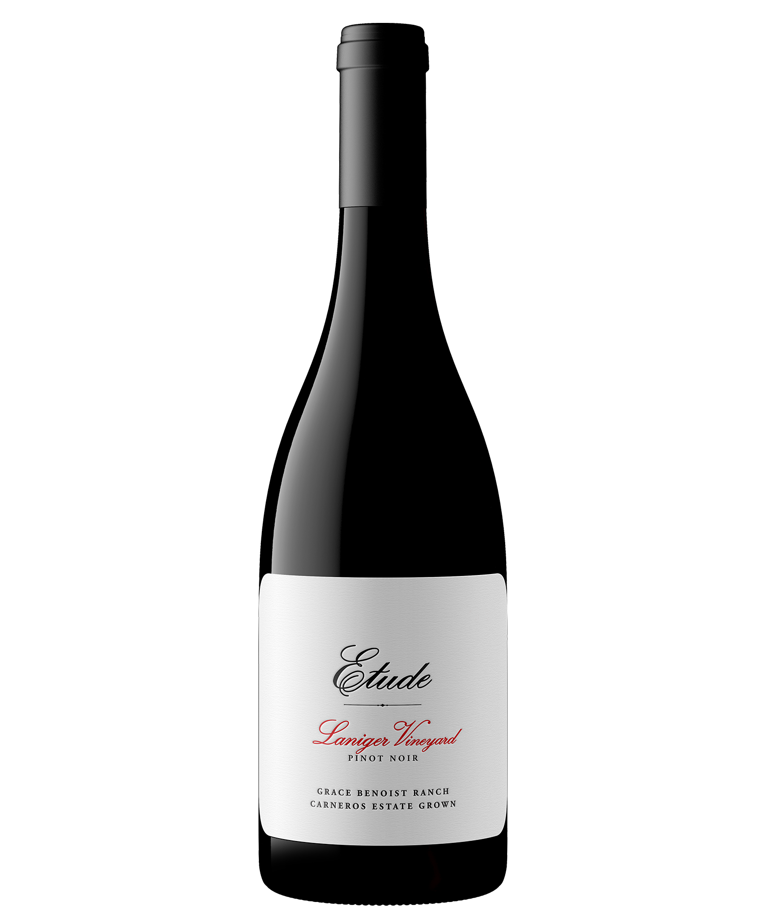 A bottle of Etude Laniger Vineyard Pinot Noir Grace Benoist Ranch in Carneros