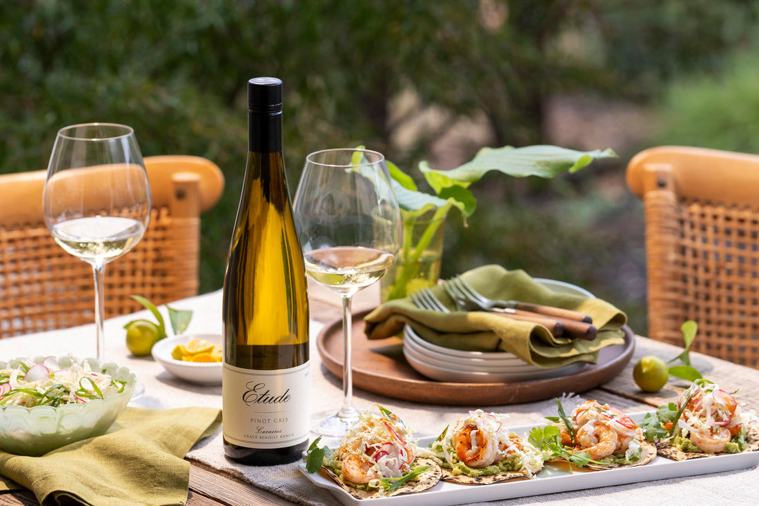 Citrus Shrimp Tostadas with Pinot Gris