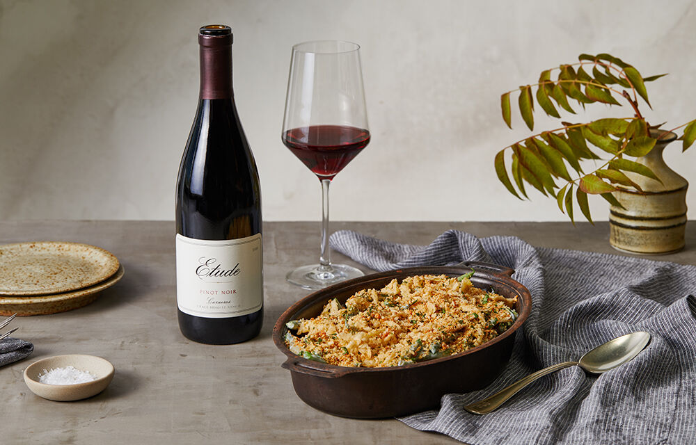 Gourmet Green Bean Casserole with Mushrooms & Pinot Noir