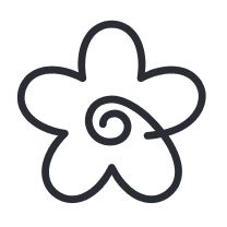 Stylized pixel art of a flower