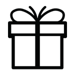 Stylized line art of a gift box